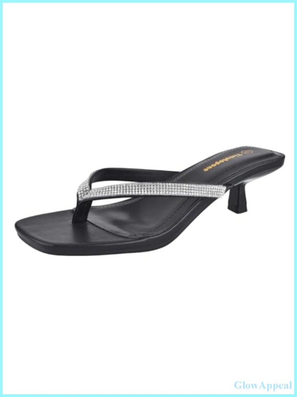 Kitten Heel Flip Flops Rhinestone Thong Sandals 2 Inch Low Heels Slip On
